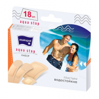 Пластыри Aqua stop водостойкие телесного цвета, набор 18 шт. Пластыри Aqua stop водостойкие телесного цвета, набор 18 шт.