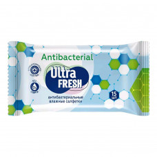 Влажная салфетка Ultra Fresh PREMIUM Antibacterial- 15шт c витаминами и экстрактами
