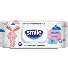 Влажная салфетка Smile BABY  60шт для чувтв.кожи с рисовым молочком