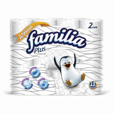 Туалетная бумага Familia Плюс Белая 2сл 12 рулонов COMPACT