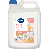 AURA Pure Cotton Крем-мыло 2в1 для рук и тела Хлопок и овсяное молочко канистра 5000мл КК/1