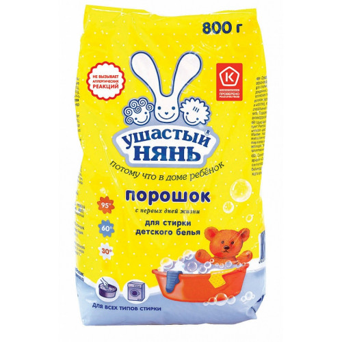 УШАСТЫЙ НЯНЬ порошок детский 800г (16 шт)