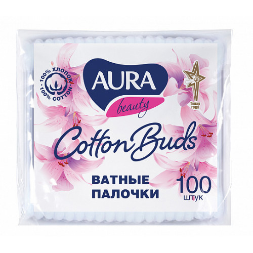 AURA ватные палочки 100 шт п/э пакет AURA ватные палочки 100 шт п/э пакет