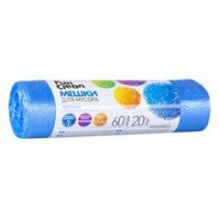 Мешки для мусора Fun Clean прочные голубые 60л*20шт  570*690мм, (влож 45шт) 11мкр