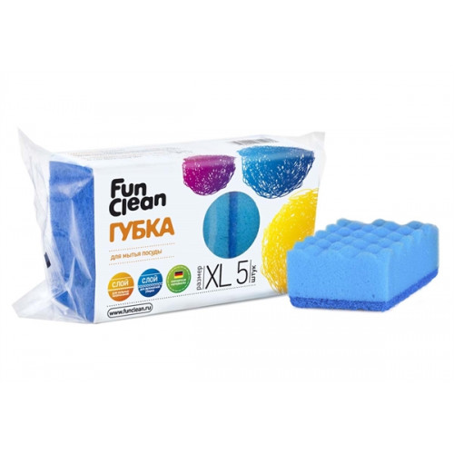 Губка Fun Clean XL Макси для посуды 5шт  93*65 (Акцент) (вл.40шт)