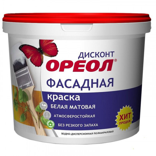 Краска ОРЕОЛ для потолков супербелая водно-дисперсионная полиакрил.матовая ДИСКОНТ 3кг/3181