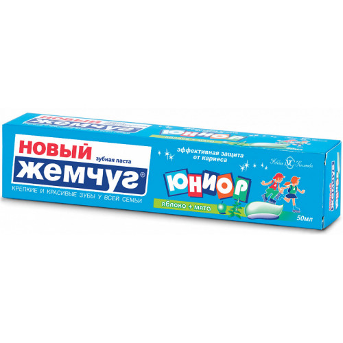 ЖЕМЧУГ новый зуб/паста Юниор Яблоко и мята 50мл