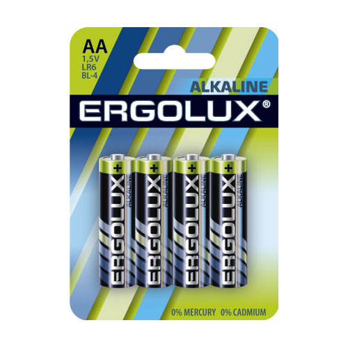 Батарейка Ergolux пальчик LR6 Alkaline BL-4 батарейка 1,5В цена за 4шт