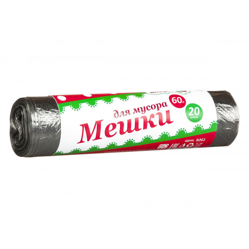 Мешки для мусора Ягодка 60л*20шт черные ролик