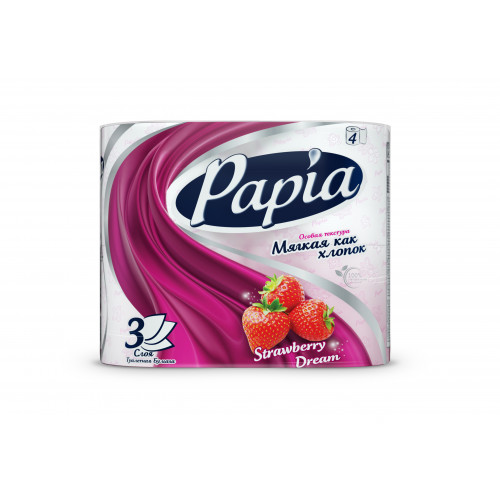 Туалетная бумага Papia Клубничная мечта 3сл 4*14