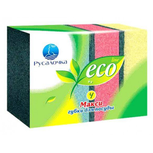РУСАЛОЧКА Губка д/посуды МАКСИ 4шт ECO LINE