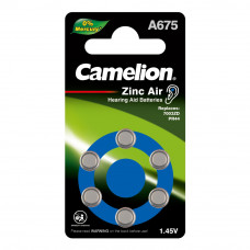 Батарейка для слуховых аппаратовZA675BL-6 Mercury Free(A675-BP6(0%Hg)1.4V,620mAh Camelion цена за6шт