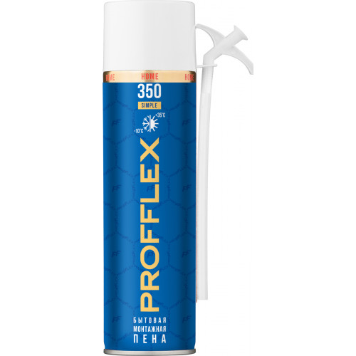 Пена монтажная бытовая с трубочкой  PROFFLEX 350 SIMPLE (темпер. от -10 до +35) выход пены до 30л.