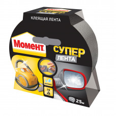 Клеящая лента Супер Лента Момент, 25 м на единичном блистере (серебр.) 6шт/кор