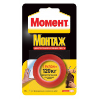 Клеящая монтажная двусторонняя лента Момент на ед.бл., 1,5 м, 120 кг
