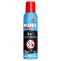 Picnic Extreme Аэрозоль 5 в 1 от комаров,клещей, паутов, мошки, блох с ванилином, 150мл