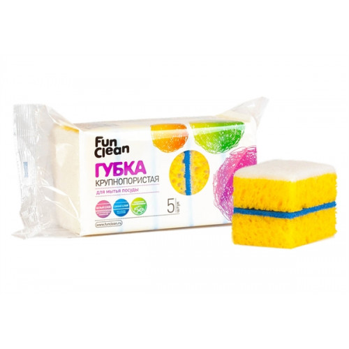 Мочалка Fun Clean для мытья посуды крупнопористая, 5шт