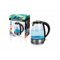 Чайник ERGOLUX ELX-KG04-C72 черный (нерж.сталь, стекло, 1,8л, 160-250В, 1500-2300Вт)