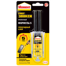 Момент Супер Эпокси Формула 5, прозрачный, 14 мл шприц
