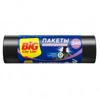 240л BIG CITY  пакет д/мусора   Особопрочные LD 90*130 см 240л 5 шт чёрные (25шт/ящ)