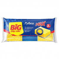 BIG CITY губки кухонные крупнопористые MAX 3шт BIG CITY губки кухонные крупнопористые MAX 3шт