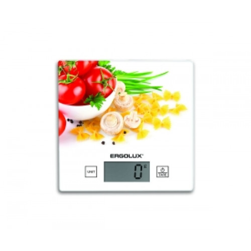 Весы кухонные до 5 кг., 150х150мм., паста, томаты и грибы ERGOLUX ELX-SK01-C36