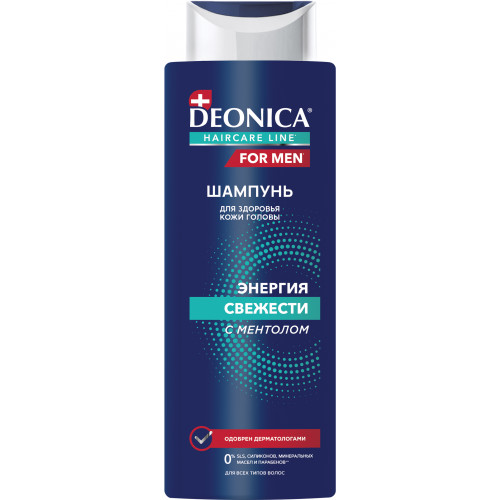 Deonica  FOR MEN Энергия свежести шампунь с ментолом муж, 380 мл