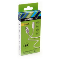 Кабель ( USВ/Type C, 3.А,1,2м,белый,Зарядка+перед.данных,коробка))ERGOLUX ELX -CDC02-C01 Кабель ( USВ/Type C, 3.А,1,2м,белый,Зарядка+перед.данных,коробка))ERGOLUX ELX -CDC02-C01